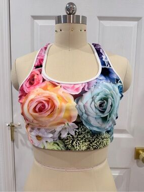 Studio Mucci Floral Rainbow Racerback Sports Bra